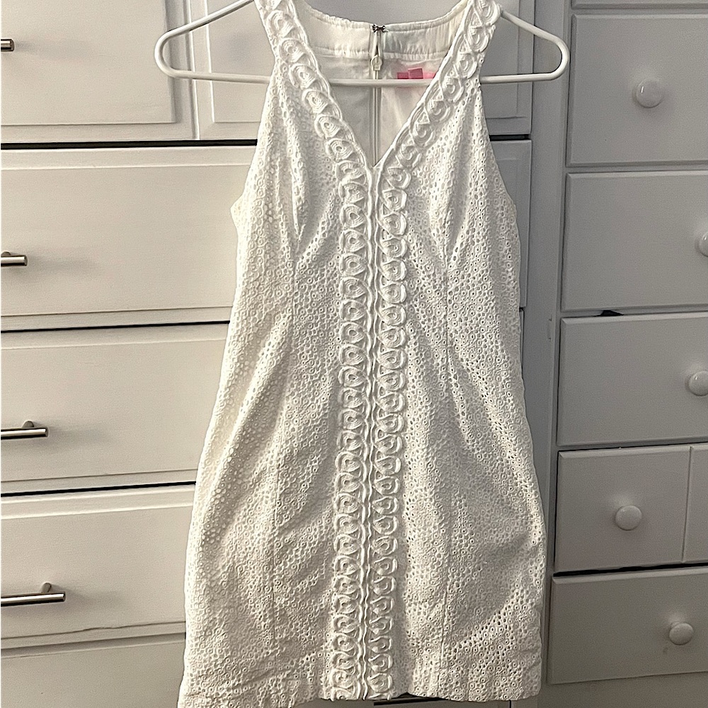 Classic Lilly Pulitzer lovely white cotton summer dress , Aline